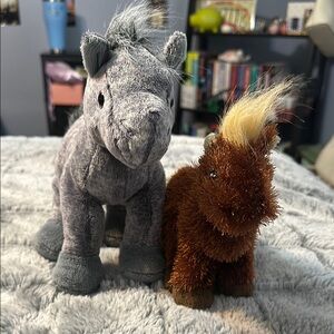 Gray and Brown Plush Horse Webkinz Set